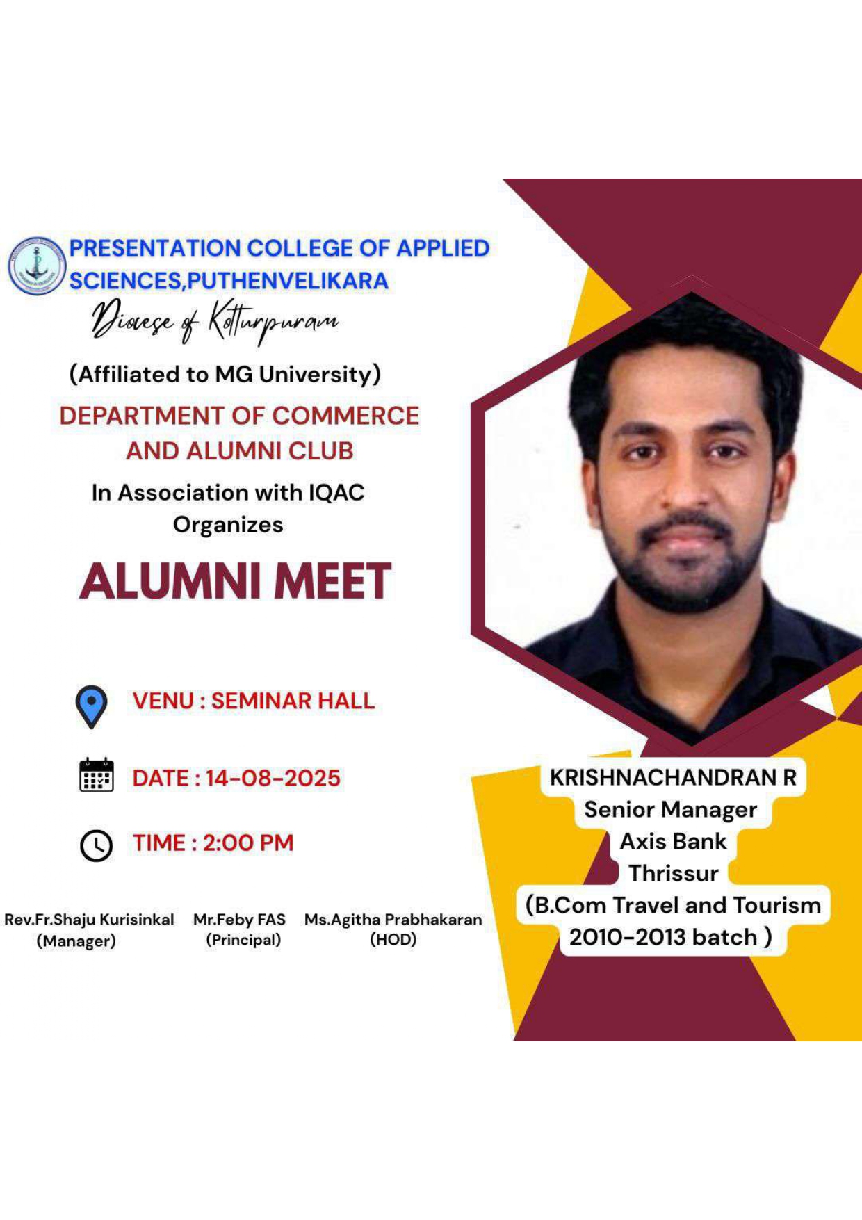 Department of Commerce & Alumni Club In Association with IQAC organized alumni meet on 24.08.2025