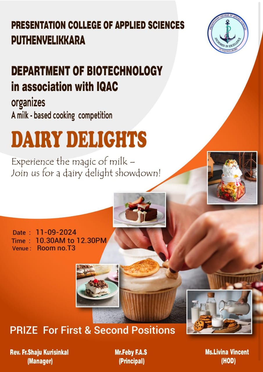 Diary Delights Ornanized by Biotechnology department in association with IQAC