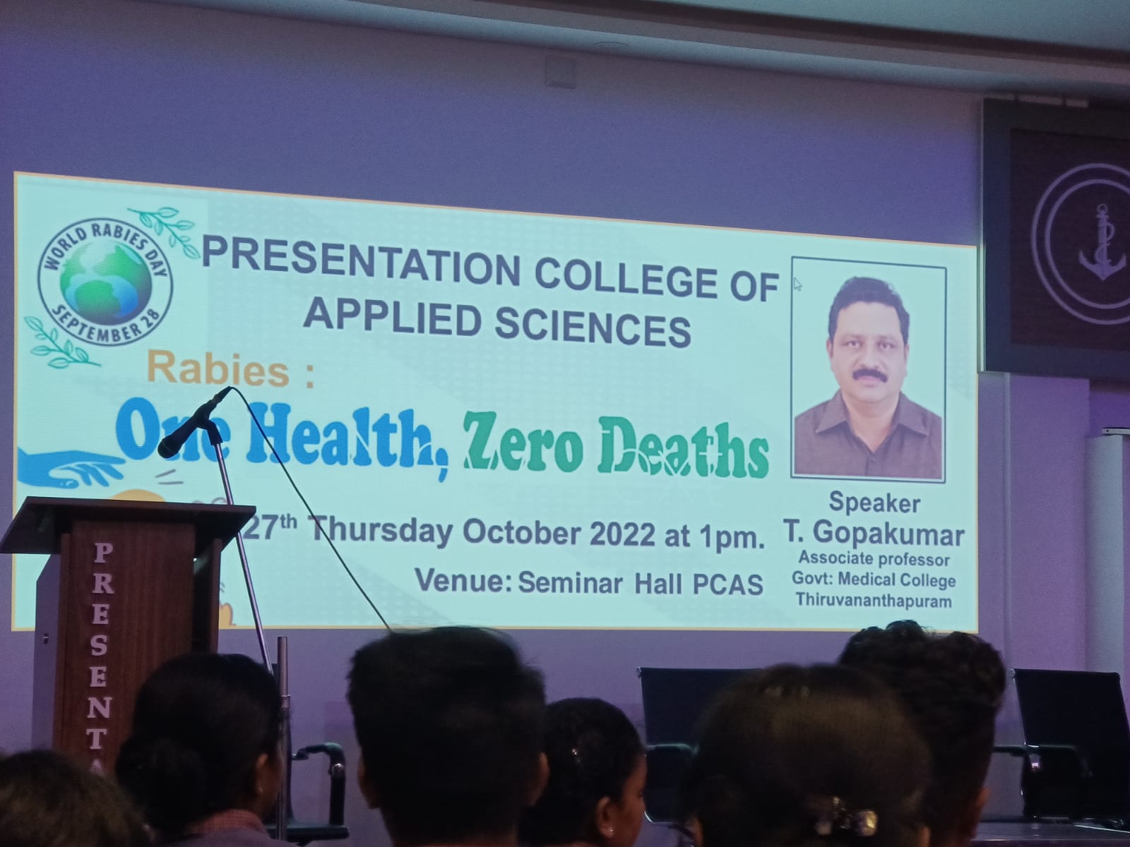 Seminar -One health, zero deaths organized by Biochemistry deartment on 27.10.2022