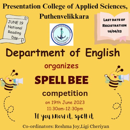 Dept of English organized spell bee competition on 19th June 2023
