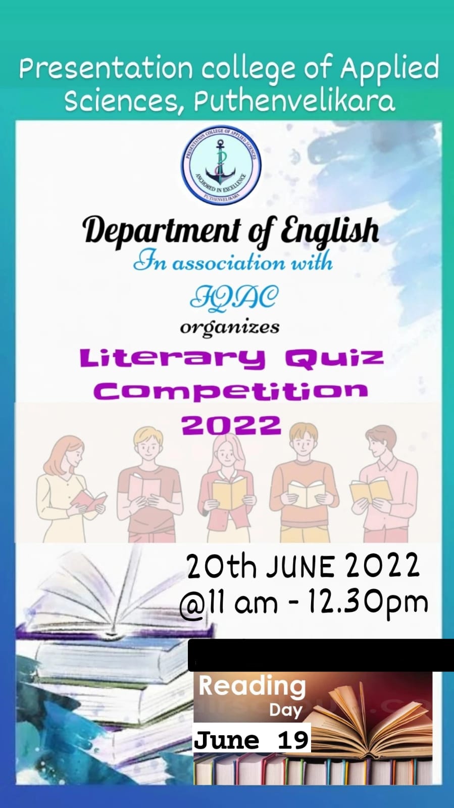 Dept of English organized Literacy Quiz competition on 20th June 2022
