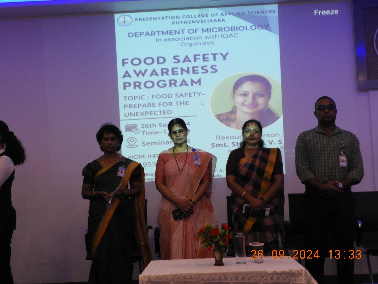 Food safety awareness program organized by Microbiolodgy department-26th,27th September 2024